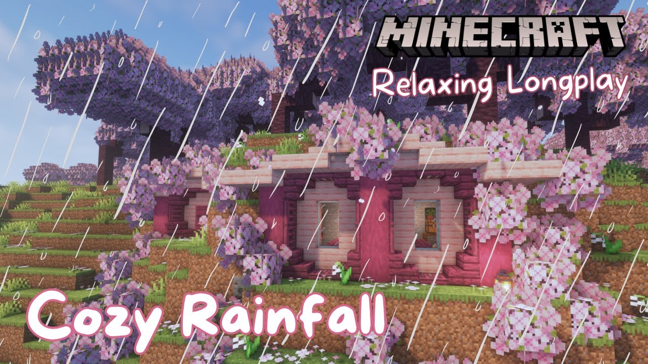 Minecraft Longplay | Rainy Cherry Blossom Hobbit Hole (no commentary) 1.20