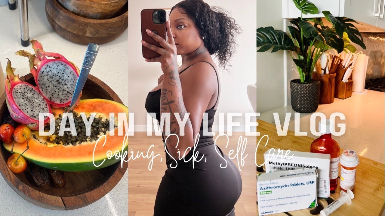 DAY IN THE LIFE VLOG | WHAT I EAT IN A DAY WHILE SICK | RELAXING SELF CARE SATURDAY+ FT.KLAIYI HAIR