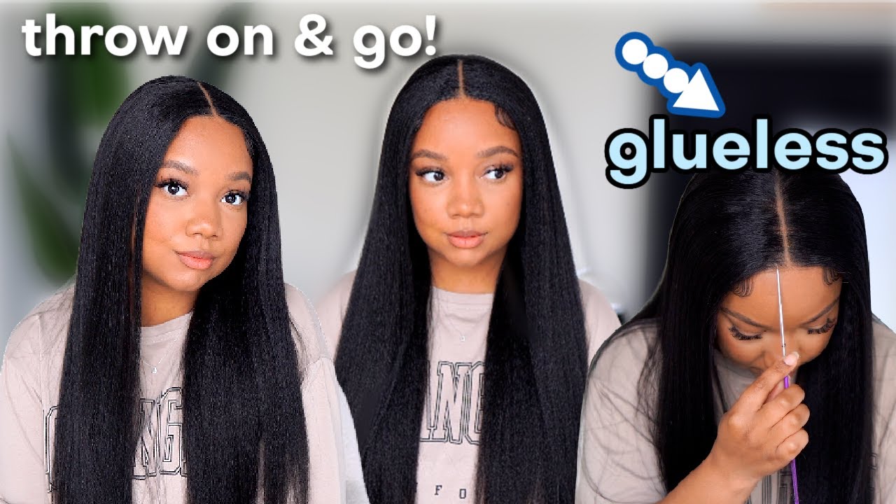 The BEST GLUELESS Wig Install 🔥 Natural Looking & Beginner Friendly Kinky Straight ft. Asteria Hair