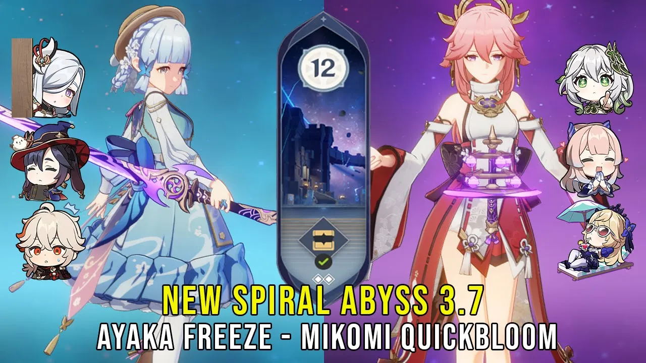 C0 Ayaka Freeze and C0 Yae Kokomi Quickbloom - NEW Genshin Impact Abyss 3.7 - Floor 12 9 Stars