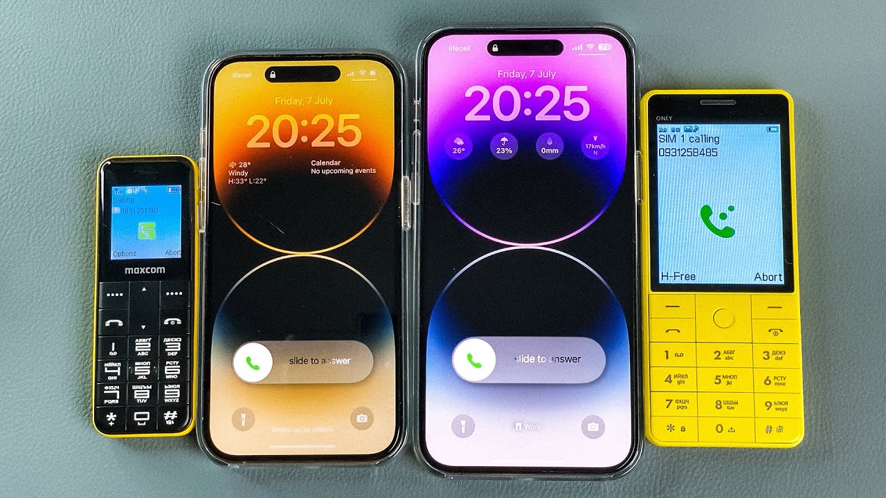 iPhone 14 PRO MAX + iPhone 14 PRO VS Maxcom mm111 + BQ Only Yellow Outgoing Call & Incoming Call