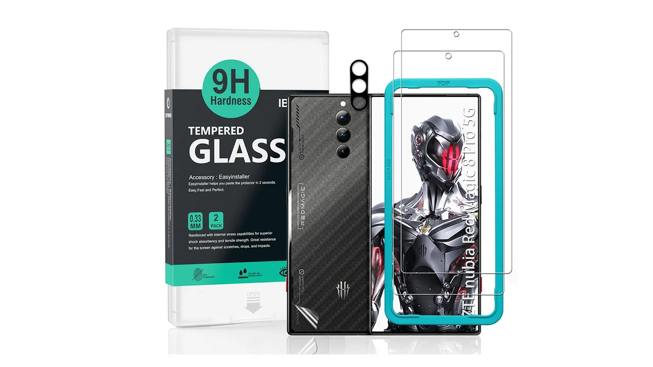 ZTE nubia Red Magic 8 Pro Tempered glass ibywind Protector & Easy Install Kit &Camera Lens Protector